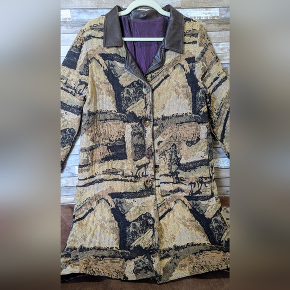 Boho Handcrafted Tapestry Jacket W 3/4 Sleeves - Picture 2 of 15